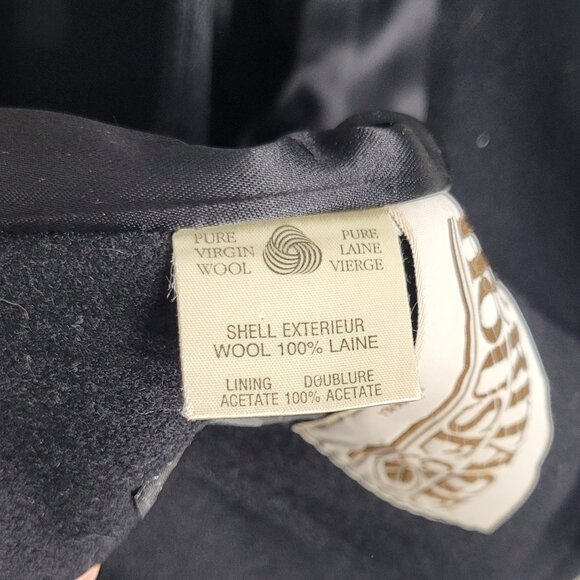 Heritage House Vintage Black Pure Virgin Wool Faux Fur Belted Double-Breasted - Picture 9 of 13